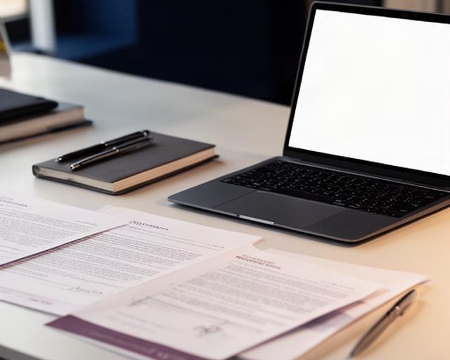 Documentos de privacidad junto a un portátil sobre una mesa de trabajo de una consultora en Asturias